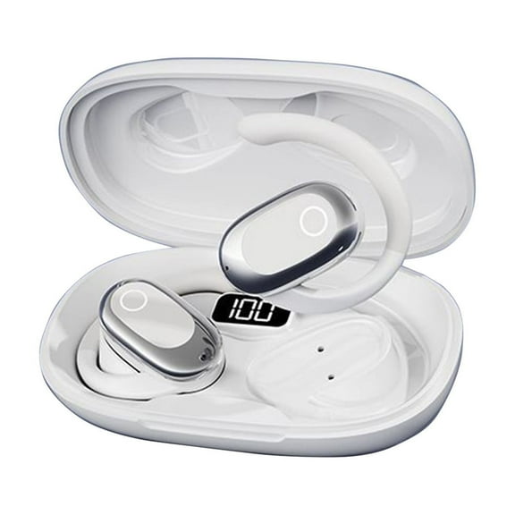 openpig Wireless Earbud Bluetooth Earbuds, Bluetooth 5.4 Headphones, Running Wireless Earphones with Noise Canceling Mic, Ear bud with Earhooks for Workout, Gym, White