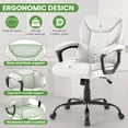 thumbnail image 6 of JONPONY Leather Office Chair, Big and Tall 400lbs Ergonomic Desk Chairs with Back Support, Executive Leather Chair with Wheels for Home Office, 360°Swivel Free, White, 6 of 12