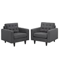 thumbnail image 1 of Modway Empress Fauteuil Rembourré en Tissu Gris, Ensemble de 2, 1 of 5