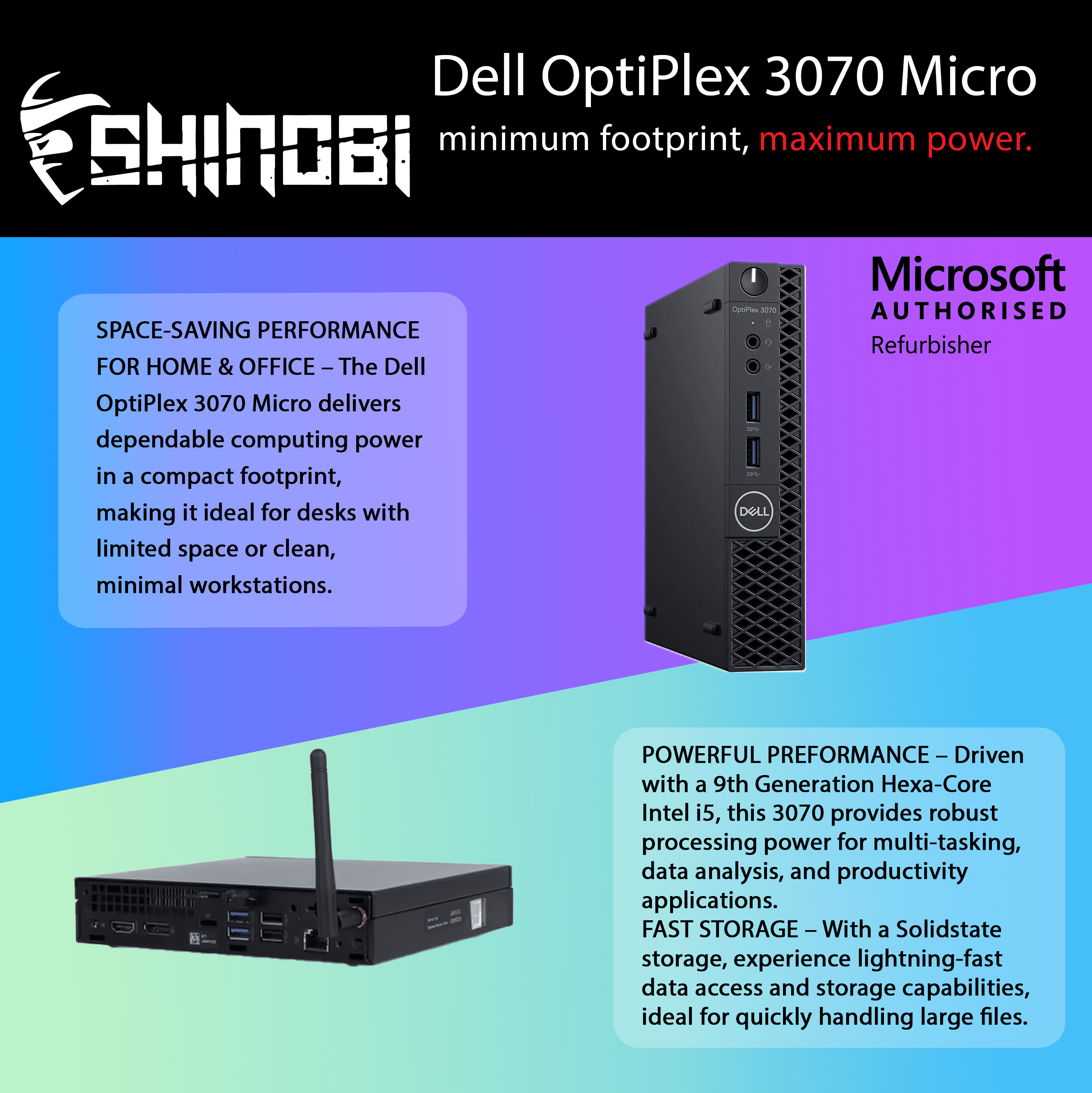 Restored Dell 3070 OptiPlex Mini PC | Intel Core i5-9500T | 8GB RAM | 256GB NVMe | Built in AX210 Wi-Fi BT | Windows 11 Pro | Mini Desktop Computer (Refurbished)