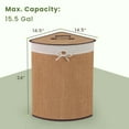thumbnail image 3 of Costway Corner Bamboo Hamper Laundry Basket Washing Cloth Bin Storage Bag Bamboo, 3 of 10