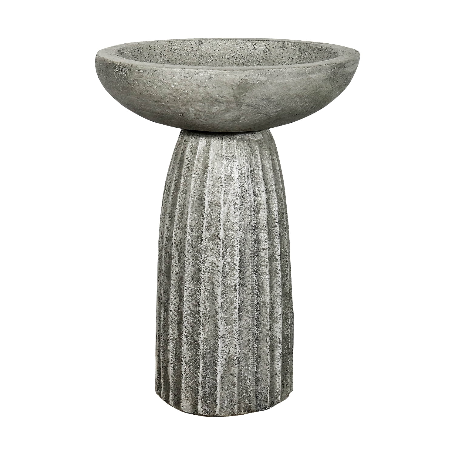 24.4" Tall Outdoor Concrete Bird Bath – Stone-Look Pedestal Birdbath for Garden, Lawn, Yard, and Backyard Décor