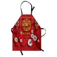 thumbnail image 1 of Year of the Dog Apron New Year Pattern with Chinese Motifs on Scales Background, Unisex Kitchen Bib Apron with Adjustable Neck for Cooking Baking Gardening, Vermilion Yellow and White, by Ambesonne, 1 of 3