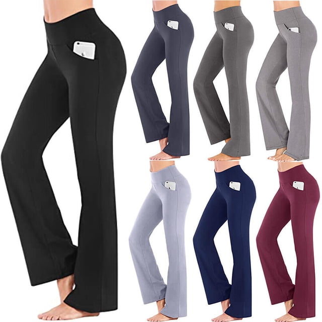 Pantalones de yoga de cintura alta, estilo micro, de pierna ancha y transpirables, para mujer