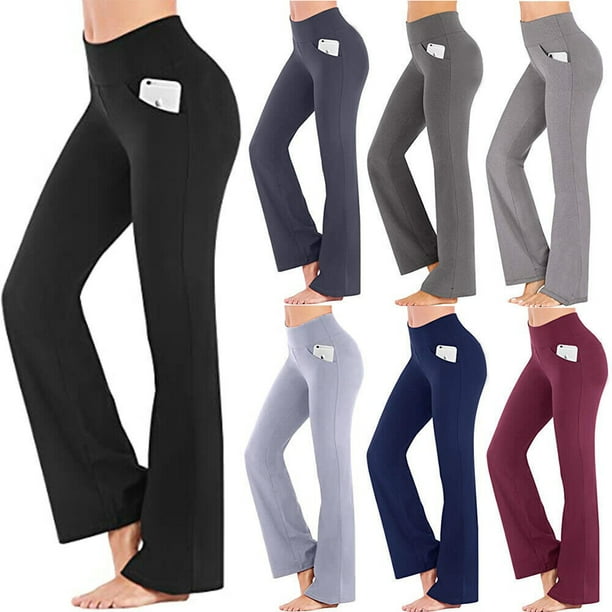 Pantalones de yoga de cintura alta, estilo micro, de pierna ancha y transpirables, para mujer