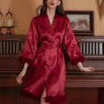 thumbnail image 2 of HNMKIU Women's Plush Pattern Robe for Women Bridal Dressing Gown Wedding Makeup Kimono Bathrobe for Bride and Bridesmaids Red,M, 2 of 3