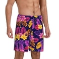 thumbnail image 2 of Wukai Purple Flower Men’s Short Pajama Pants With Pockets Soft Sleep Pj Shorts for Men-XX-Large, 2 of 6