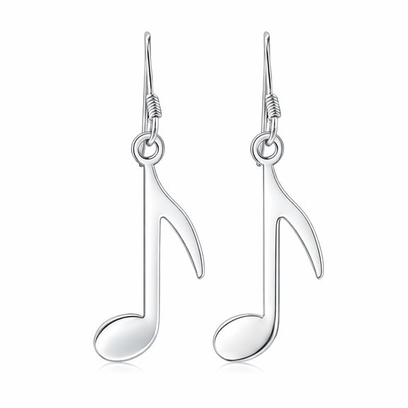 Eighth Note .925 Sterling Silver Musical Note Dangle Necklace