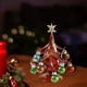 thumbnail image 3 of 2 piezas de árbol de Navidad de cristal en miniatura, artesanía, decoración navideña de escritorio para el hogar amarillo y rojo, 3 of 9