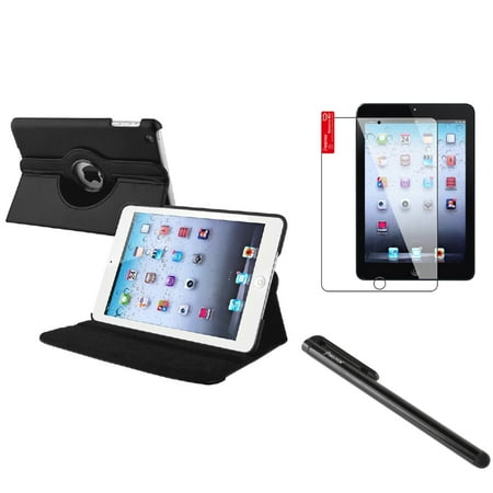 Insten For Apple iPad Mini 3 / 2 with Retina Display 360 Degree Rotating PU Leather Case Cover w Swivel Stand Black