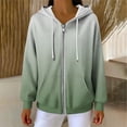 thumbnail image 5 of Ribbed Knitted Hoodies for Women Casual Gradient Long Sleeve Sweatshirt Full Zip Drawstring Jacket, 5 of 7