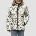 thumbnail image 6 of felwors Women's Reversible Quilted Coat with Vintage Rug Print, Stand Collar Lightweight Outerwear for Fall Winter White, XS, 6 of 8