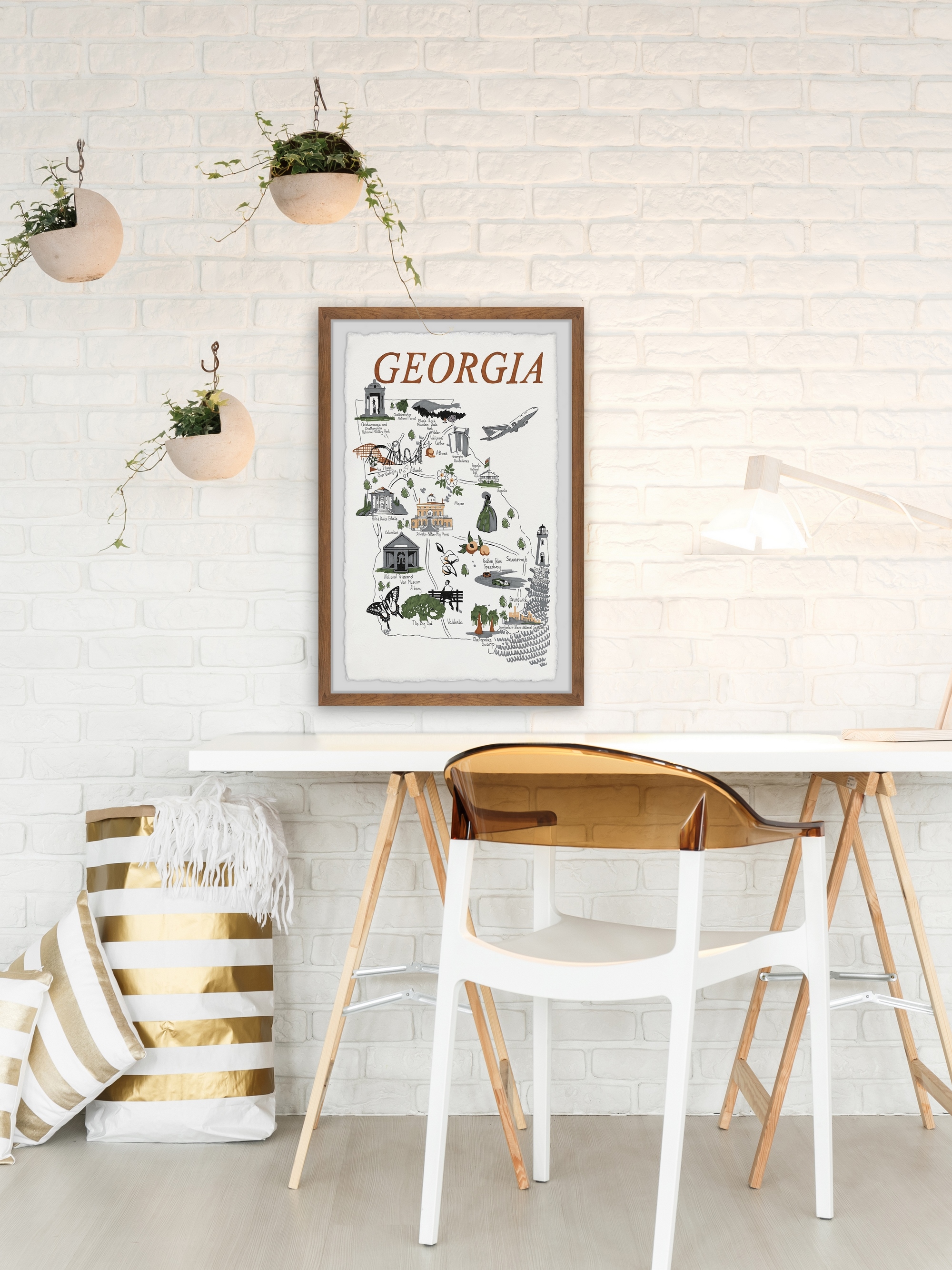 Marmont Hill Illustrated Map of Georgia Framed Wall Art