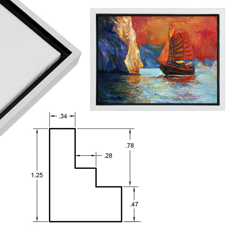 Jerry's Artarama 3/4 Core Floater 3 Pack Frames for Canvas Artwork Display  [4x4 - White] - Perfect for Home Wall Decor, Bedroom Wall Art, Living Room