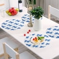 thumbnail image 3 of 15 Inch Round Grid Plate Mats Heat Non-Slip Resistant PVC Placemats for Kitchen Dining Table Decor Blue Bows Pattern 6PCS, 3 of 5