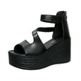thumbnail image 3 of Mostsola Sandals for Women 2025 Platform Wedges Heels Trendy Strappy Pumps Shoes with Zipper, 3 of 8
