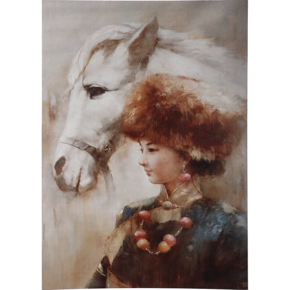 A&B Home Print on Canvas Tibetan Girl and Horse