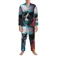 thumbnail image 3 of Yiaed Modern Abstract Colorful Skull A Print Men’s Pajamas Set - Long Sleeve Button Down Sleep Shirt and Pajama Bottoms Sleepwear Set Mens Pjs Sets Men's Pajama Bottoms-Medium, 3 of 7