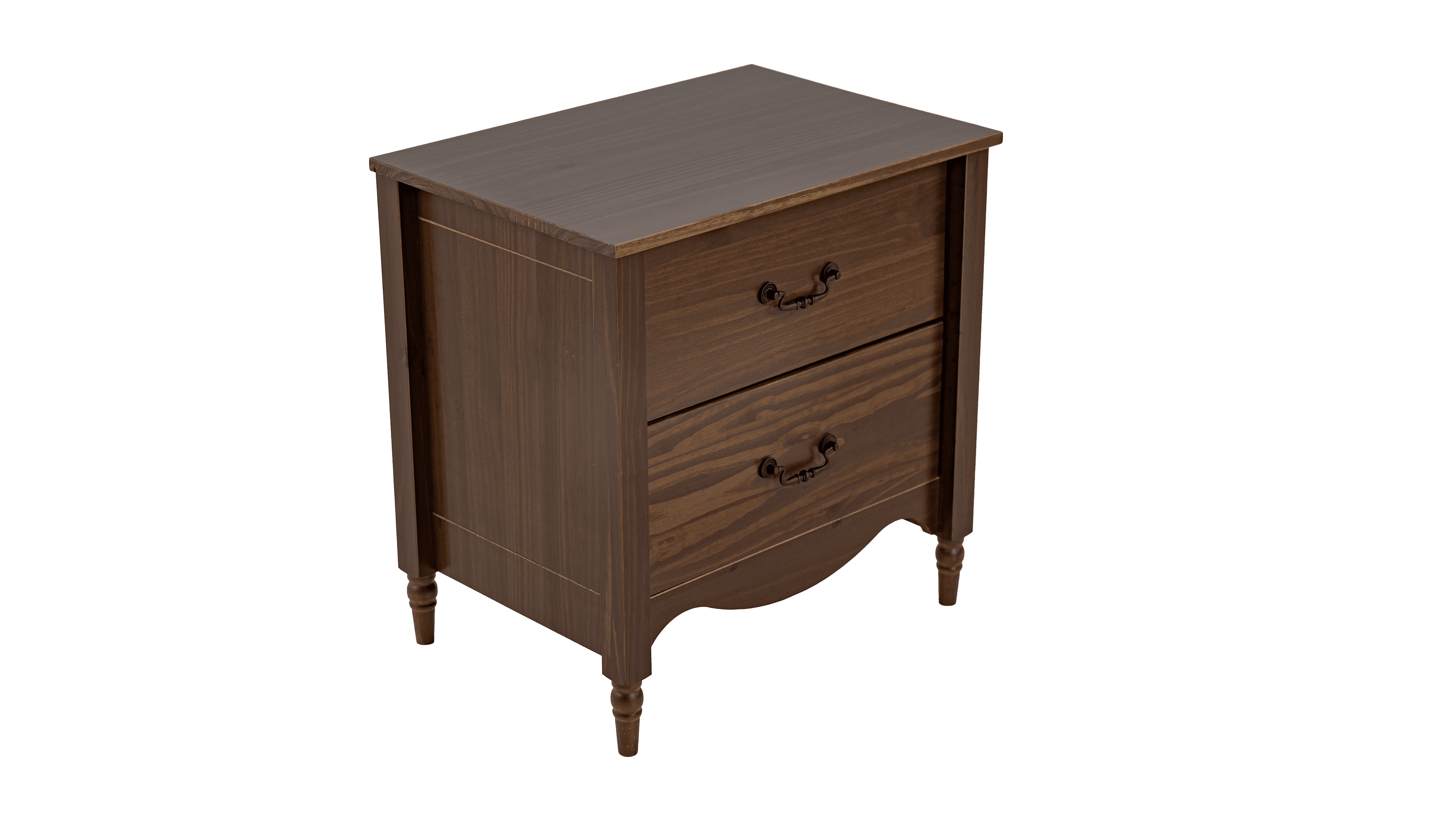 Brixton Solid Wood 2 Drawers Nightstand Walnut - for Adults ans Teens