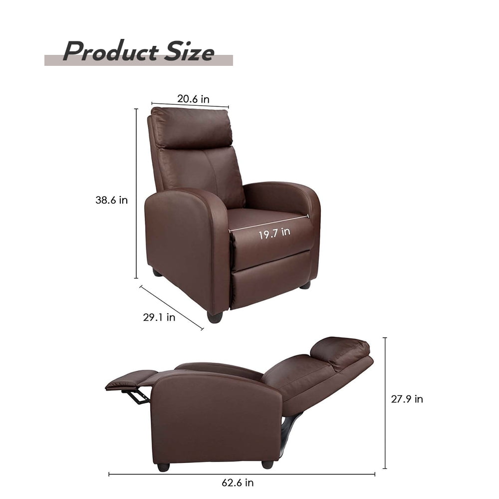 Lacoo Massage Recliner PU Leather Faux Leather Home Theater Recliner with Padded Seat and Massage Backrest, Brown