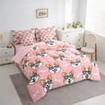 thumbnail image 3 of Feelyou Funny Dog Pug Bedding Comforter Set 7pcs for Kids, Cute Dalmatian Lover King Bedding Sets, Girly Pink Cartoon Reversible Bed Sheets, Lightweight Room Decor, 3 of 7