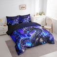 thumbnail image 2 of Feelyou Magic Dragon Wildlife Twin Bedding Sets for Boys, Futuristic City Bedding Comforter Set, Purple Blue, Black Reversible, 7-Piece, 2 of 7