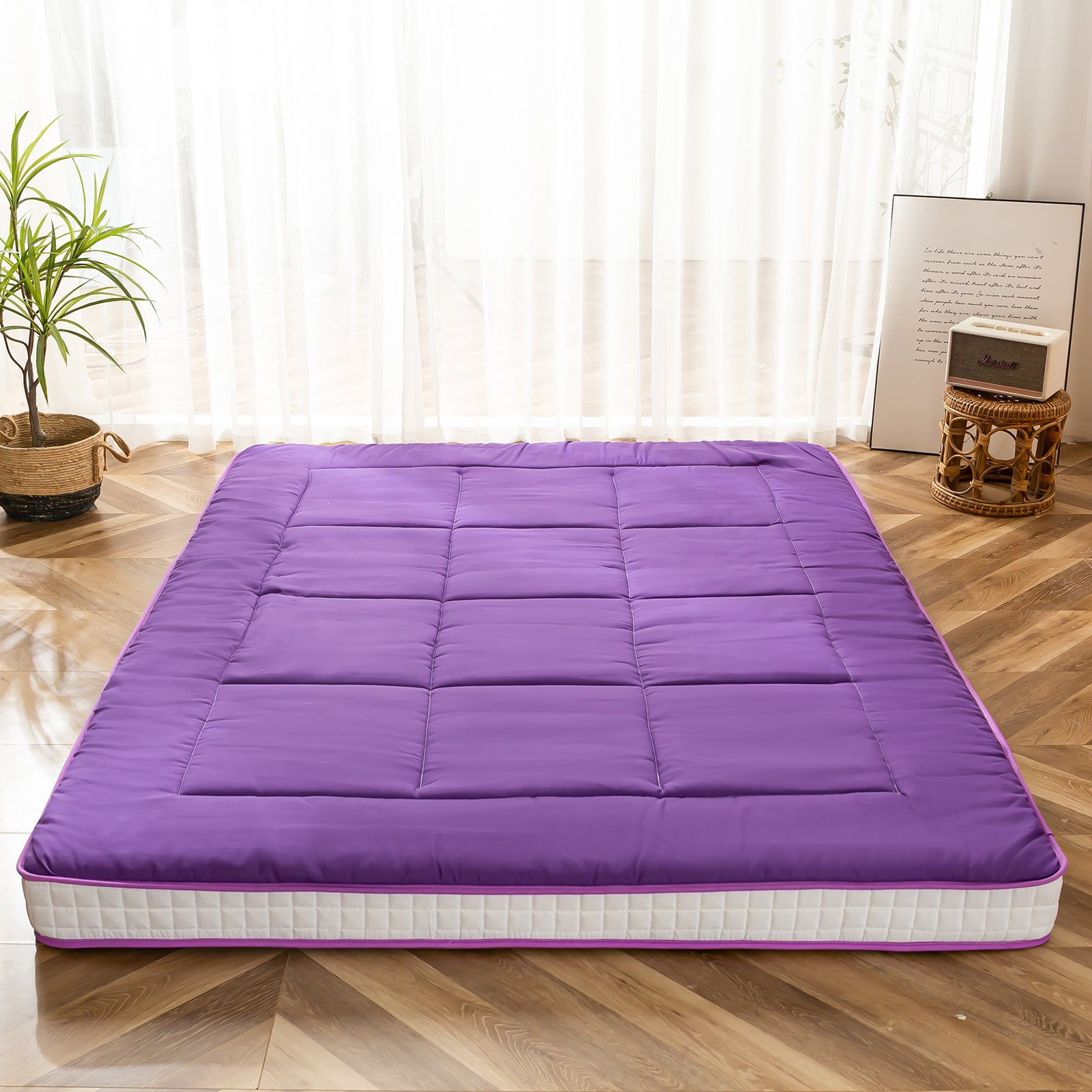 Futon Mattress 4-5cm Thick Foldable Tatami Floor Mattress Topper Non-slip Quilted Fitted Student Dormitory Sleeping Pad Double Single Mattress,C,120x200cm 47x79 