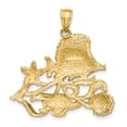 thumbnail image 4 of 14K Yellow Gold Polished Solid Textured Finish Aquarium Story Design Charm Pendant, 4 of 4
