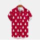 thumbnail image 3 of Mens Manga Corta Botón Abajo Camisas, Navidad Impreso Turndown Cuello Blusa, Top de Moda Casual, 3 of 3