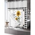 thumbnail image 3 of No Hook Shower Curtain with Snap-in Liner, Sunflowers Waterproof Fabric Bathroom Curtains, Yellow Floral Botanical Black White Plaid Farmhouse Bath Curtains & Mesh Top Window 72"x78" Long, 3 of 9