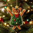 thumbnail image 2 of WKSCLPAI Playful‑Design Cat Acrylic Keepsake Ornament, Lovely Hanging Pendant for Xmas Tree, Home Indoor Holiday Party Decoration, Style A, 2 of 7