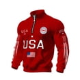 thumbnail image 2 of Dwelliawo 1/4 Zip Men's American Flag Waffle Knit Sweatshirt Usa Flag Patriotic Graphic 250th Anniversary 1776-2026 Anniversary Sweatshirts Patriotic Lightweight Pullover Sweatshirt Red 5XL, 2 of 3