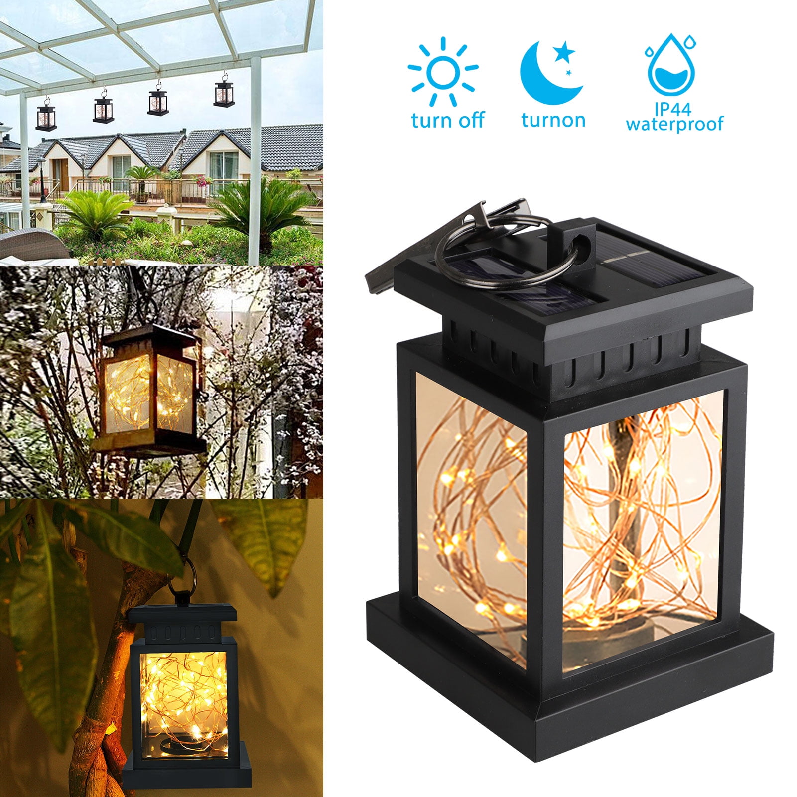 EEEKit Hanging Solar Copper Wire Lights Outdoor, Solar Powered
