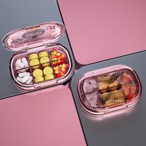 Portable Divided Storage Box with 6 Compartments | Clear Transparent Organizer with Secure Lids | 10x7x2.4cm Mini Plastic Container for Vitamins & Small Items