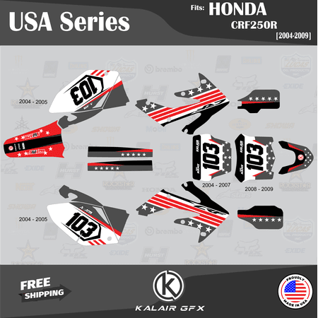 Kalair GFX Graphics Kit for Honda CRF250R (2004-2009) Usa Series