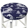 thumbnail image 3 of Picia Abstract Skiing Pattern Round Stool Covers Comfy Seat Covers Stretch Removable Washable Chair Slipcover Round Bar Chair Cushion Cover-14 inch, 3 of 7