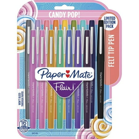 Paper Mate Flair Candy Pop Pack Felt Tip Pens - Medium Pen Point - 0.7 mm Pen Point SizeWater Based Ink - Felt Tip - 16 / Pack | Bundle of 10 Packs