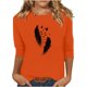 thumbnail image 2 of Heisall Women's Spring Autumn Tops 3/4 Sleeve Round Neck Casual Fashion Blouses Orange Festival Print Shirts, 2 of 4