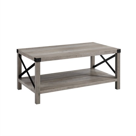 40 Wood And Metal X Coffee Table In Grey Wash 40 Wood And Metal X Coffee Table In Grey Wash