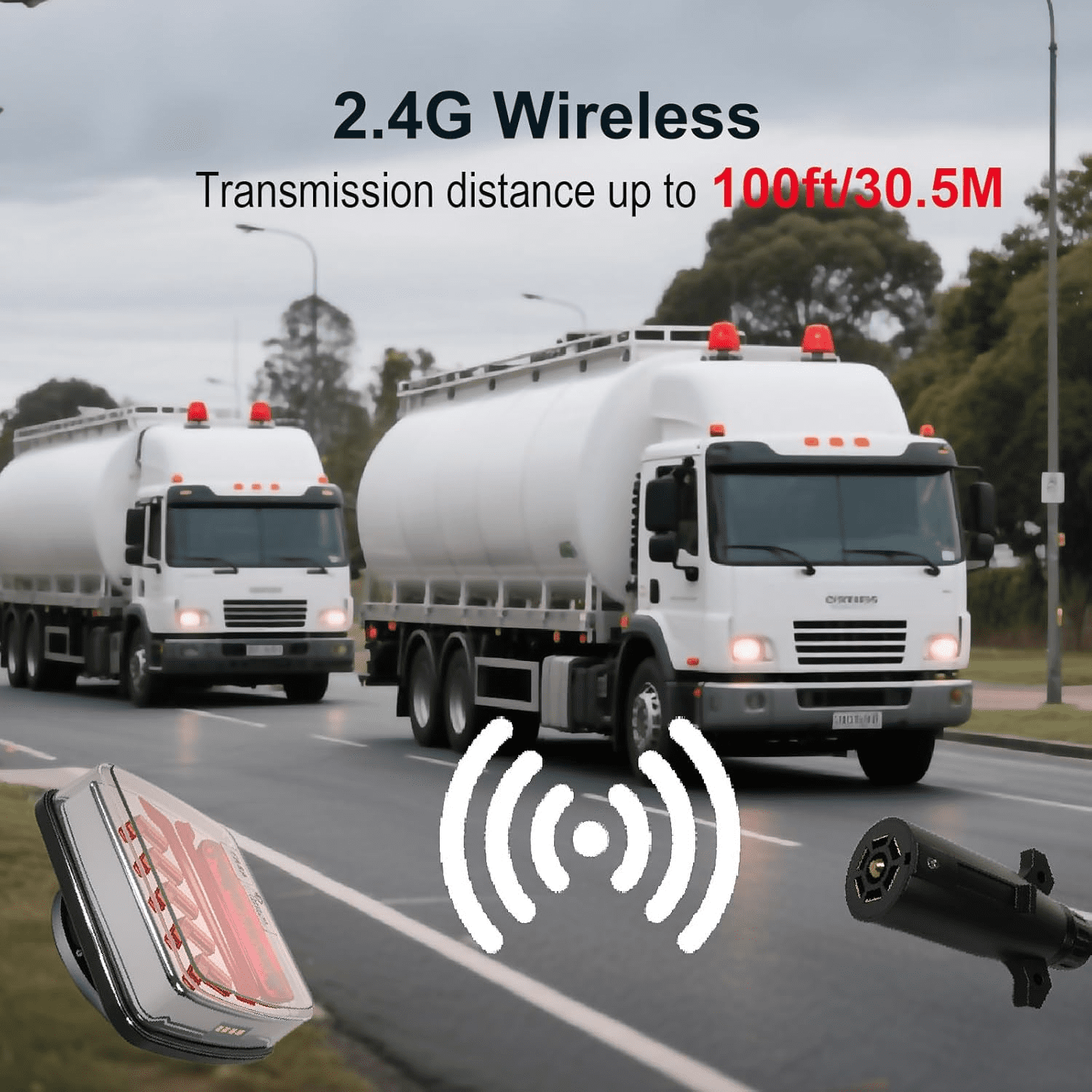Magnetic Wireless Trailer Lights Kit for Towing Trucks, Rechargeable LED Tow Lights, Waterproof Portable Tail Lights for Truck RV Camper Boat, Brake Turn Signal Running