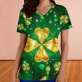 thumbnail image 4 of Gamivast St Patricks Day Scrubs for Women Plus Size Funny Graphic V Neck Loose Tops Holiday Themed Short Sleeves Tunic Green Scrub with Pockets, 4 of 6