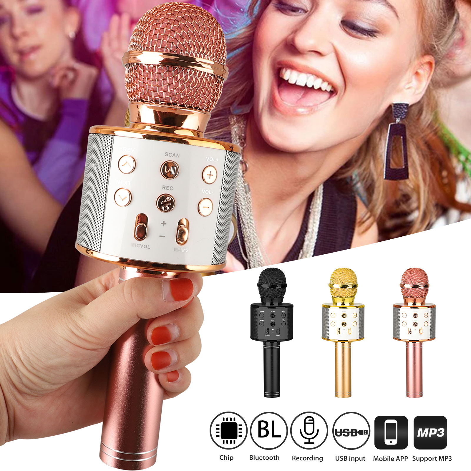 TSV Wireless Bluetooth Karaoke Microphone for Kids, Kids Karaoke