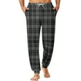 thumbnail image 2 of Cyglowse Men's Cute Pajamas Pants Plaid Printed Pants Drawstring Elastic Waist Pant Cuffed Home Sleep With Pockets Dark Gray M, 2 of 7