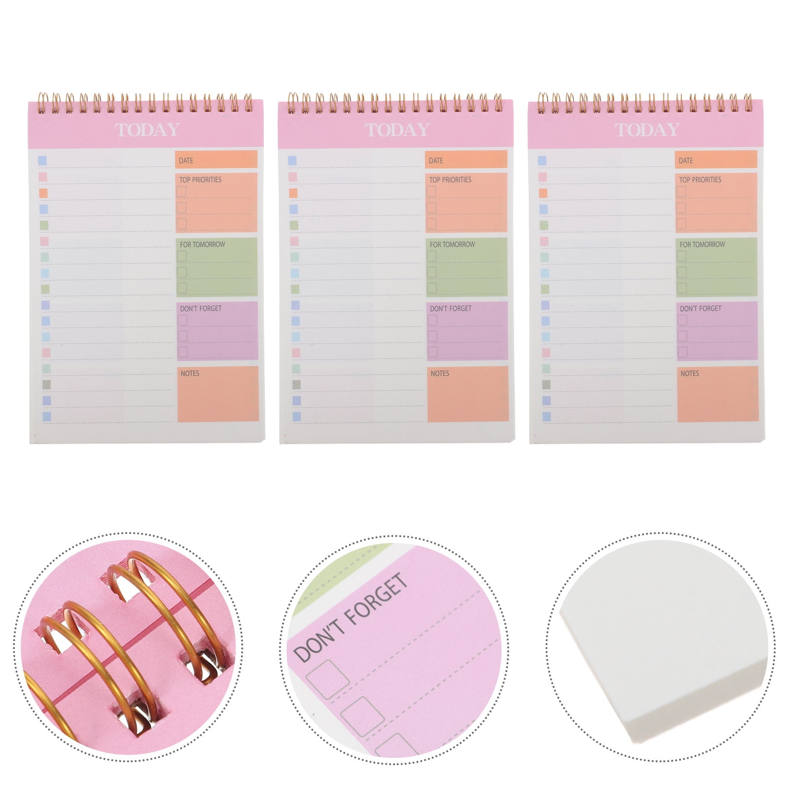 TITINICE Pink Daily Planner Notebook with Habit Tracker and Spiral Binding for Efficient Task Management and Scheduling
