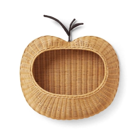 Hand Woven Rattan Wall Baskets, Apple & Pear Shaped Woven Wall Hanging Storage, Decorative Multi-functional Wicker Baskets for Home Decor
