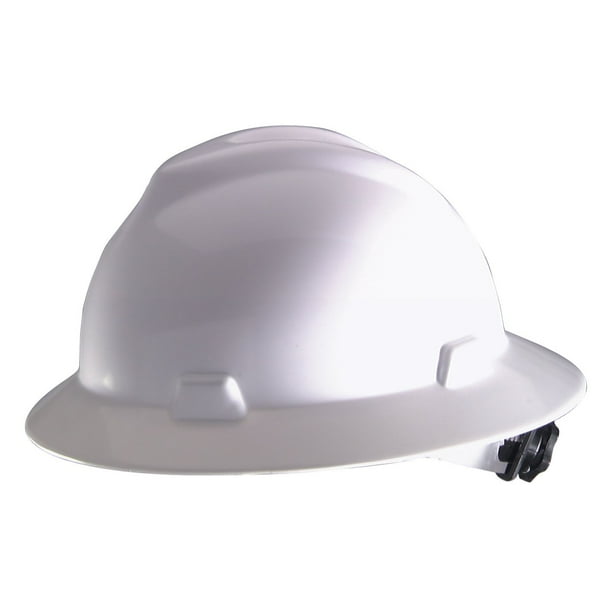 10006318 Full Brim Hard Hat, White, Short front brim allows unimpeded upward vision By Safety