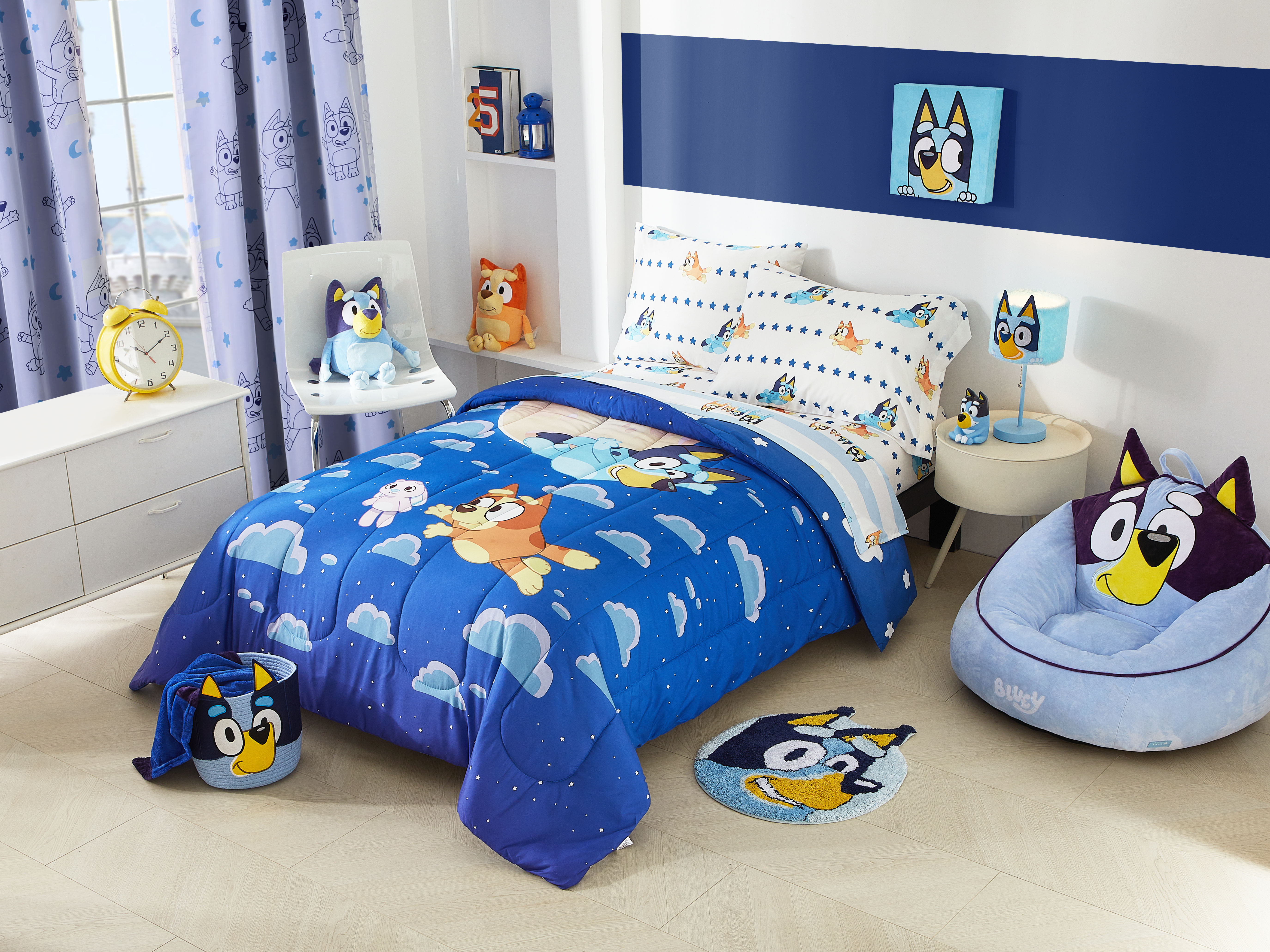 Bluey Kids Compressed Foam Beanbag Chair, Blue photo 7