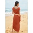 thumbnail image 7 of YOGAFOX Women's 2025 Summer Casual V Neck Split Beach Vacation Loose Maxi Dresses(Caramel,M), 7 of 7