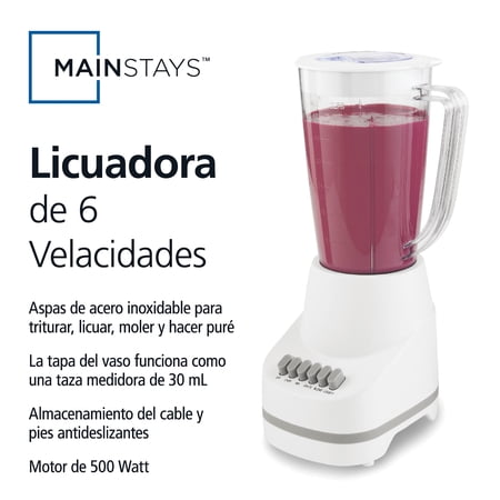 MAINSTAYS 6-SPEED BLENDER WITH 48 OZ JAR AND 500W MOTOR, ARCTIC WHITE