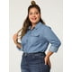 thumbnail image 2 of Camisa de Cambray Agnes Orinda CamiVaqueManLarBolsillo En El Pecho Azul Claro XXL, 2 of 6